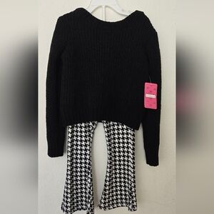 btween Black Knit Top with Houndstooth Bottom